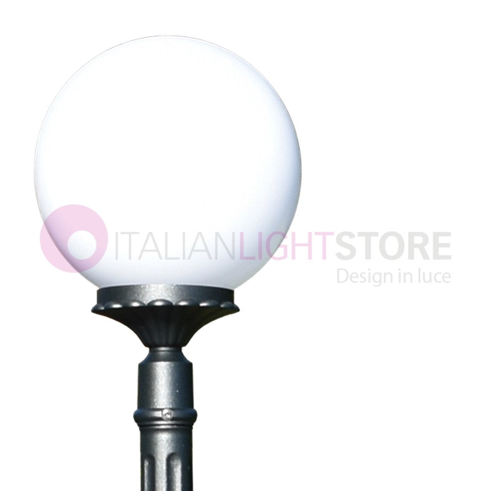 ORIONE ANTRACITE Lampione h. 208 per Esterno Giardino con sfera globo policarbonato d.25 GARDENLIGHT