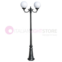 ORIONE ANTRACITE Lampione a 2 luci per Esterno Giardino con sfere globi policarbonato d.25 GARDENLIGHT