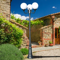 ORIONE ANTRACITE Lampione a 3 luci per Esterno Giardino con sfere globi policarbonato d.25 GARDENLIGHT