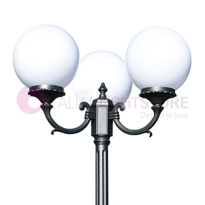 ORIONE ANTRACITE Lampione a 3 luci per Esterno Giardino con sfere globi policarbonato d.25