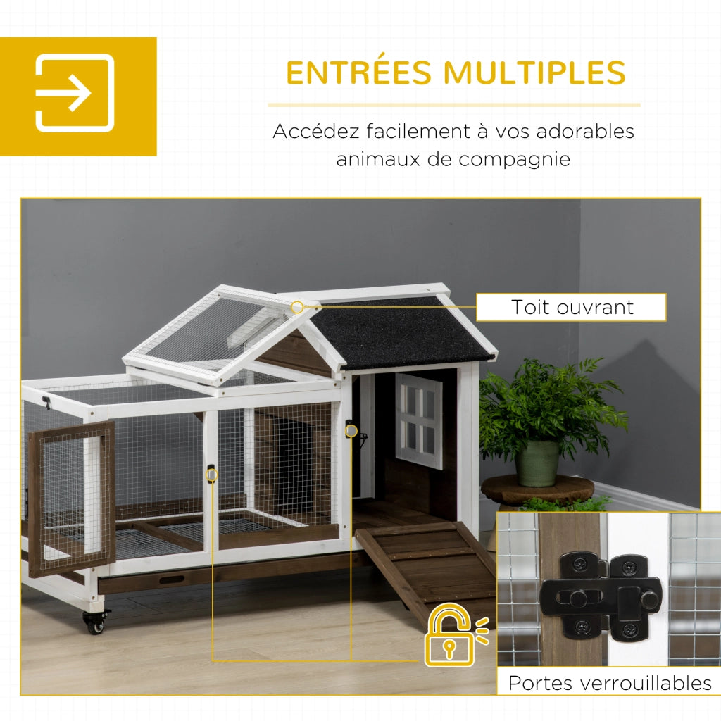 Gabbia per conigli roditori con ruote 2 porte ¨C Minimal ¨C 108x58x73.5 cm legno