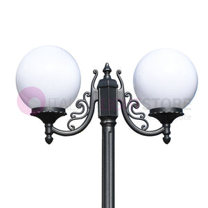 ORIONE ANTRACITE Lampione a 2 luci per Esterno Giardino con sfere globi policarbonato d.25