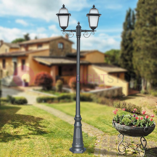 ARTEMIDE ANTRACITE Lampione h. 219 a 2 luci per Esterno Classico Lanterne Quadrate