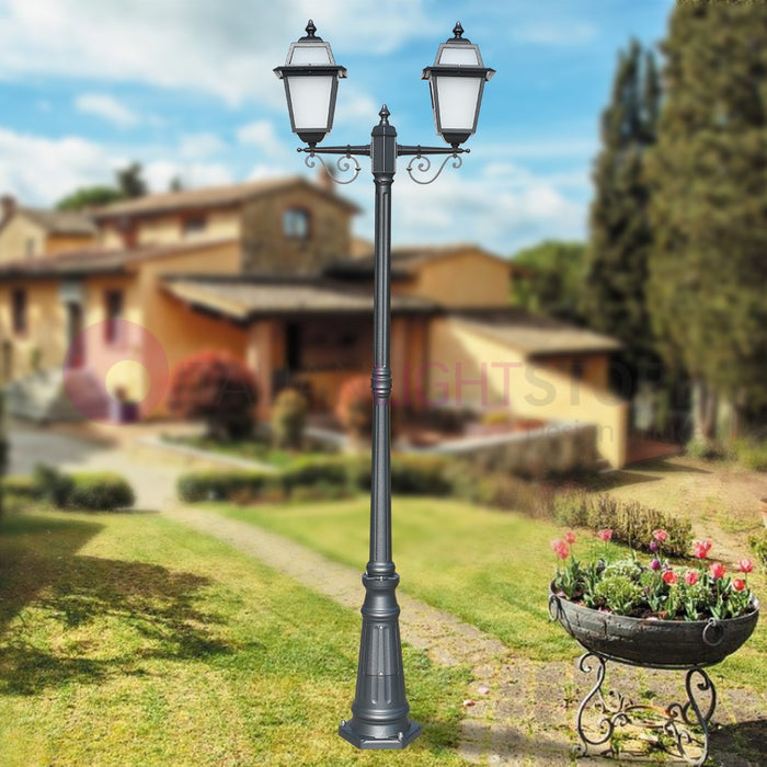 ARTEMIDE ANTRACITE Lampione h. 219 a 2 luci per Esterno Classico Lanterne Quadrate