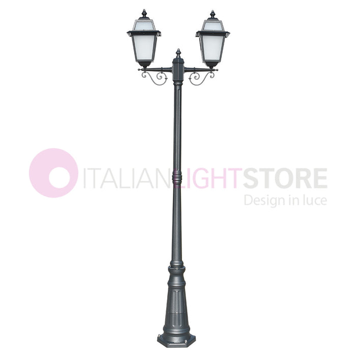 ARTEMIDE ANTRACITE Lampione h. 219 a 2 luci per Esterno Classico Lanterne Quadrate