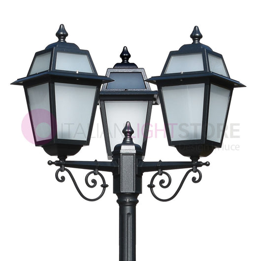 ARTEMIDE ANTRACITE Lampione h. 219 a 3 luci per Esterno Classico Lanterne Quadrate