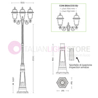 ARTEMIDE ANTRACITE Lampione h. 249 a 2 luci per Esterno Classico Lanterne Quadrate