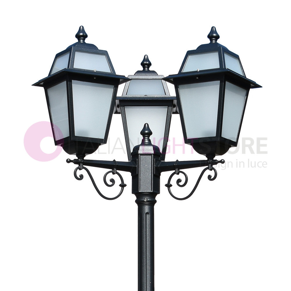 ARTEMIDE ANTRACITE Lampione h. 249 a 3 luci per Esterno Classico Lanterne Quadrate