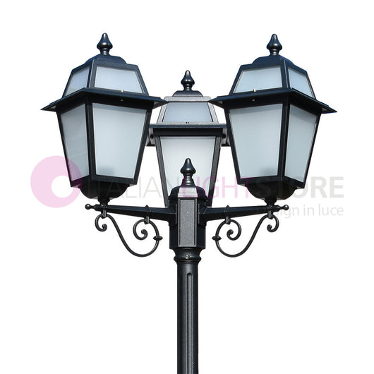 ARTEMIDE ANTRACITE Lampione h. 249 a 3 luci per Esterno Classico Lanterne Quadrate