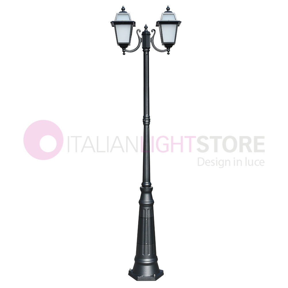 ARTEMIDE ANTRACITE Lampione h. 238 a 2 luci per Esterno Classico Lanterne Quadrate