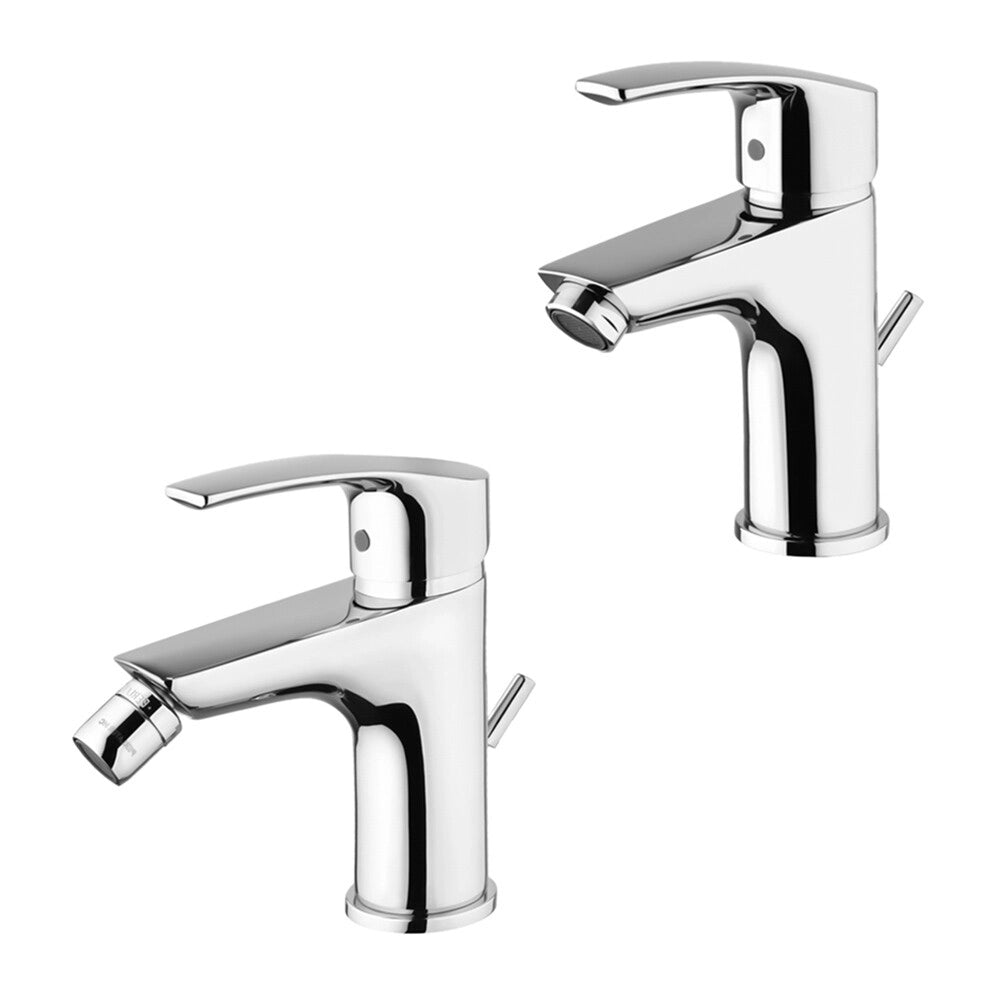 Set miscelatori lavabo e bidet cromato con piletta New Berry di Paini Rubinetterie
