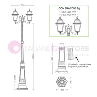 ARTEMIDE ANTRACITE Lampione h. 238 a 2 luci per Esterno Classico Lanterne Quadrate
