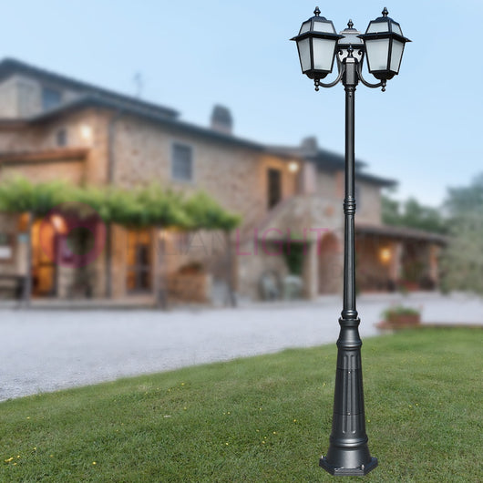 ARTEMIDE ANTRACITE Lampione h. 238 a 3 luci per Esterno Classico Lanterne Quadrate