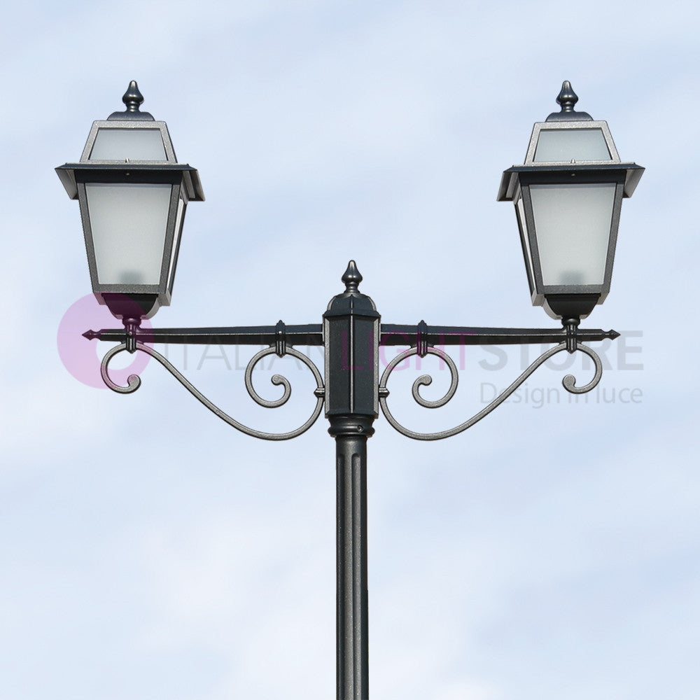 ARTEMIDE ANTRACITE Lampione h. 255 a 2 luci per Esterno Classico Lanterne Quadrate