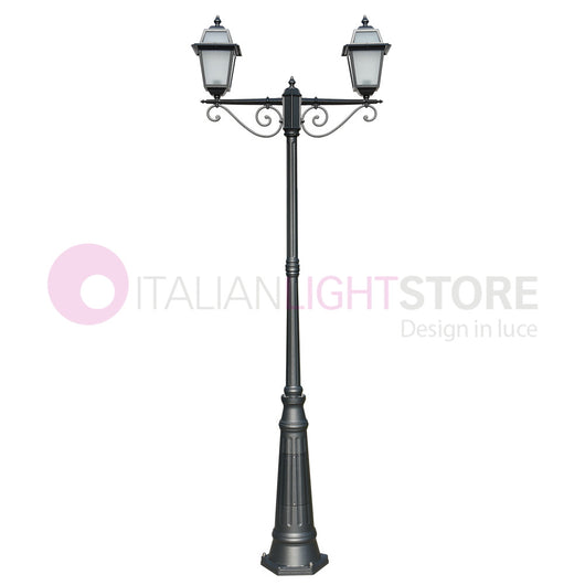 ARTEMIDE ANTRACITE Lampione h. 255 a 2 luci per Esterno Classico Lanterne Quadrate