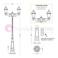ARTEMIDE ANTRACITE Lampione h. 255 a 2 luci per Esterno Classico Lanterne Quadrate