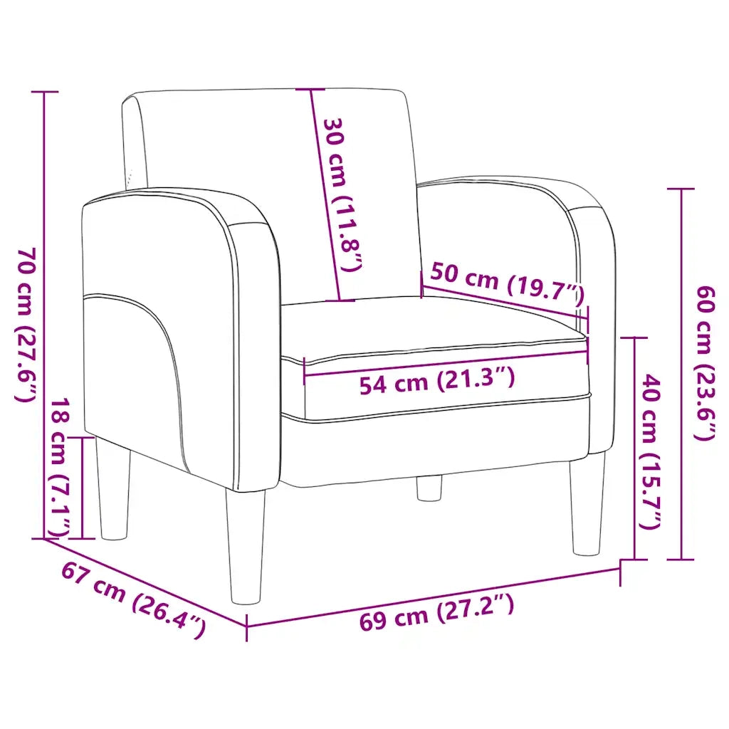 Divano Sedia con Braccioli Crema 54 cm in Similpelle 4100530