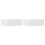 Comodini Pensili 2 pz-Set di 2 Tavolino da notte Bianchi 40x30x15 cm in Legno Multistrato