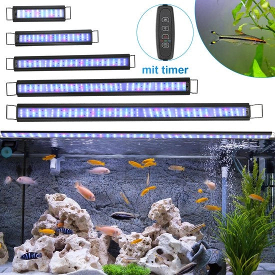 Lampada LED RGB per acquario 28W con supporto e timer per interni