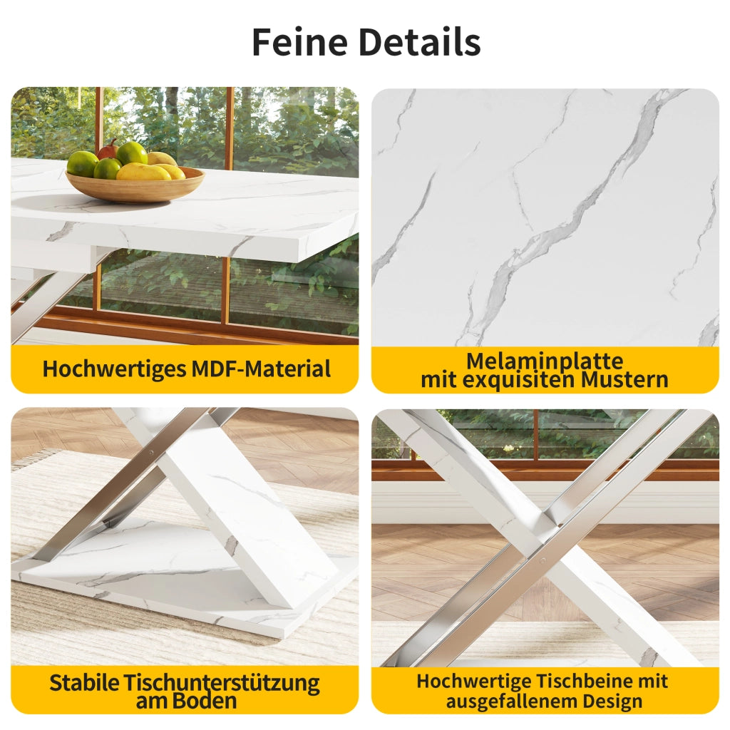 TAVOLO Allungabile 118-157x75 cm Bianco MDF e Metallo