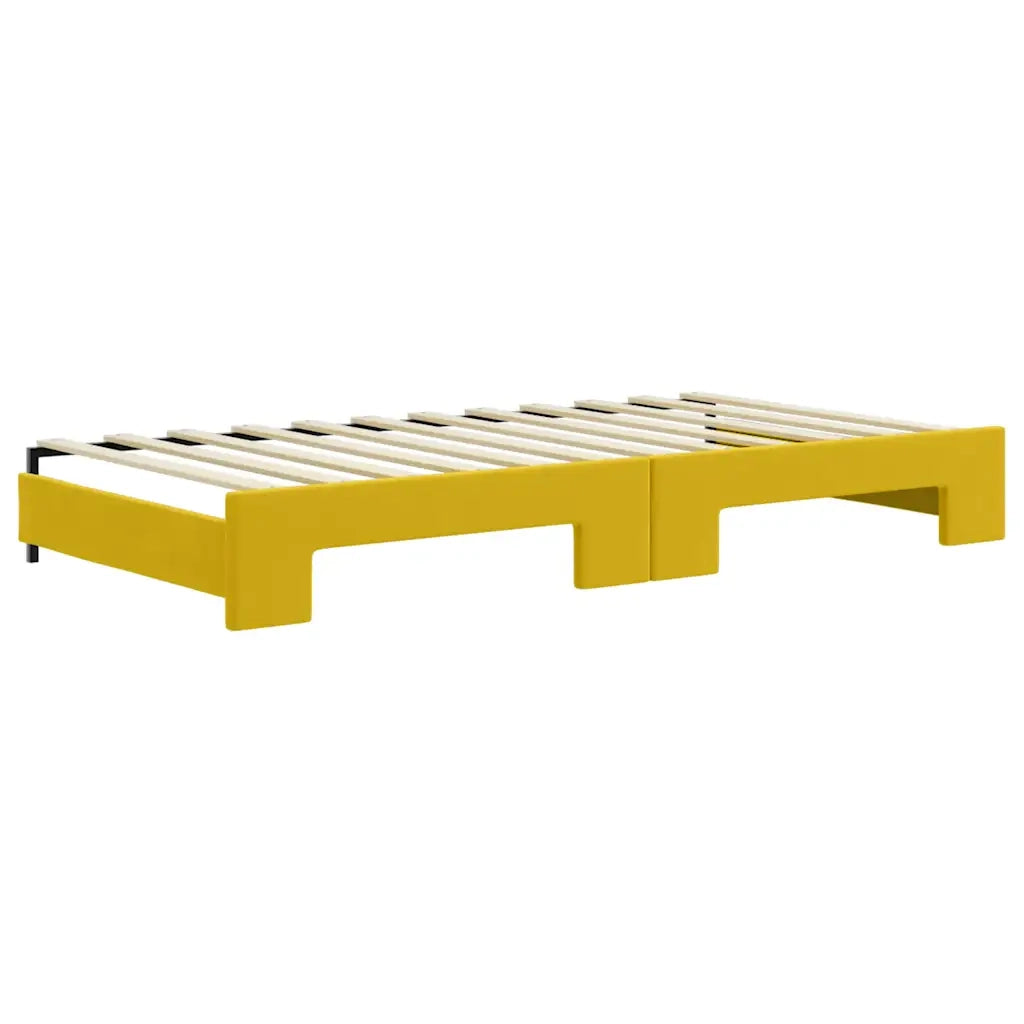 Divano Letto Estraibile con Cassetti Giallo 100x200cm Velluto 3197385