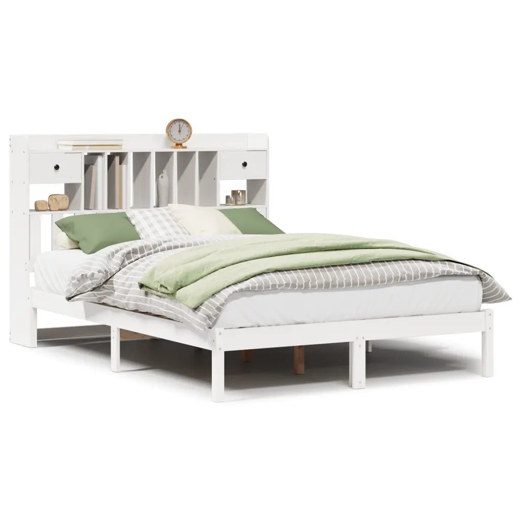 Letto Libreria senza Materasso Bianco 140x200 cm Legno di Pino