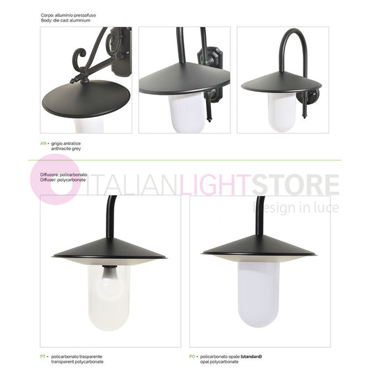 KAIROS ANTRACITE Lampione h.260 a 2 Luci da Esterno Giardino con piattini d.30