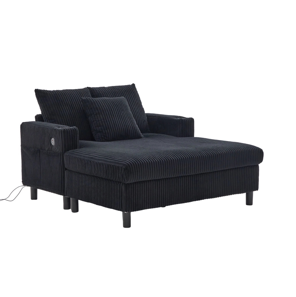 Poltrona relax oversize in velluto a coste con LED e USB
