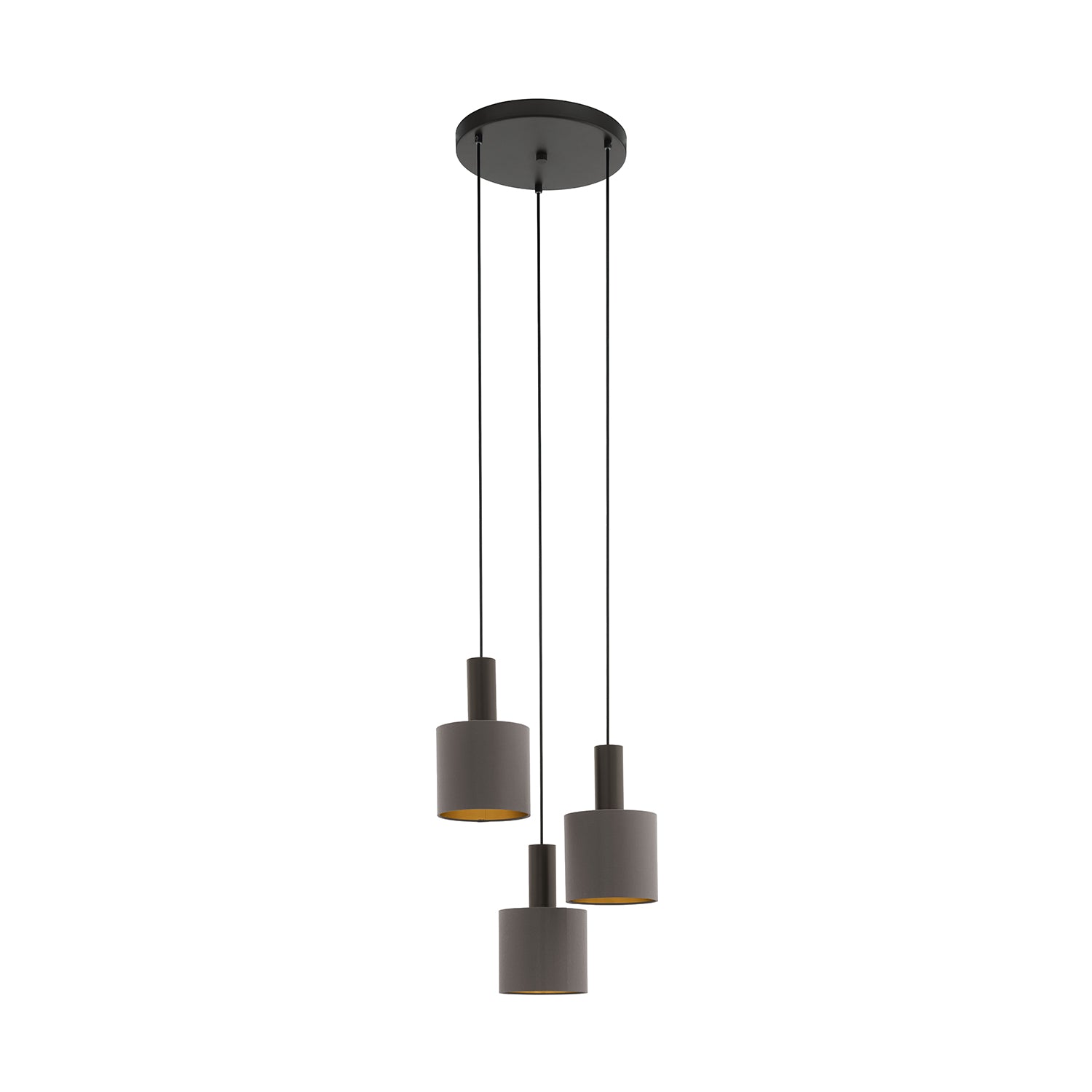 Lampadario Contemporaneo Concessa 1 Acciaio Marrone Cappuccino 3 Luci E27