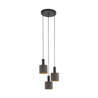 Lampadario Contemporaneo Concessa 1 Acciaio Marrone Cappuccino 3 Luci E27