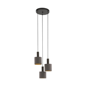 Lampadario Contemporaneo Concessa 1 Acciaio Marrone Cappuccino 3 Luci E27