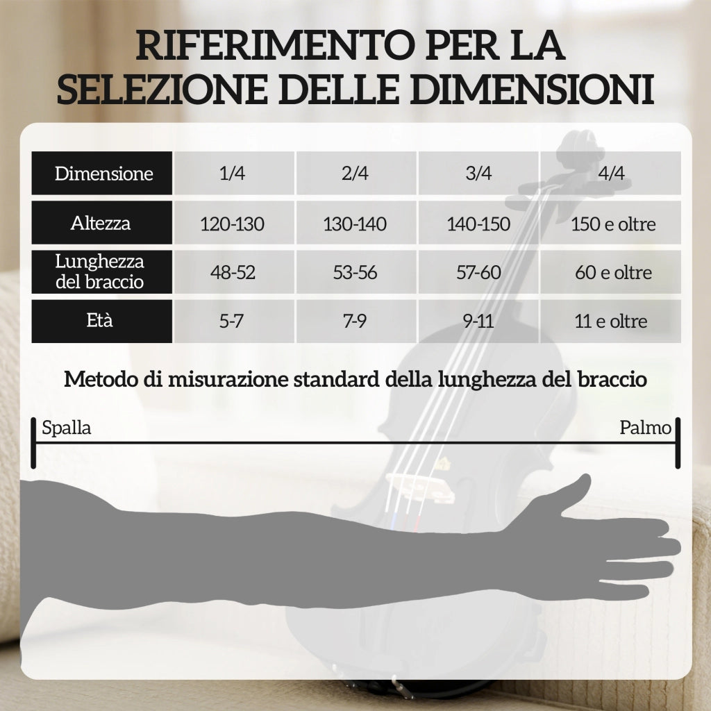 Violino 4/4 in Legno di Abete e Acero con Custodia Arco Spalliera e Pece Nero