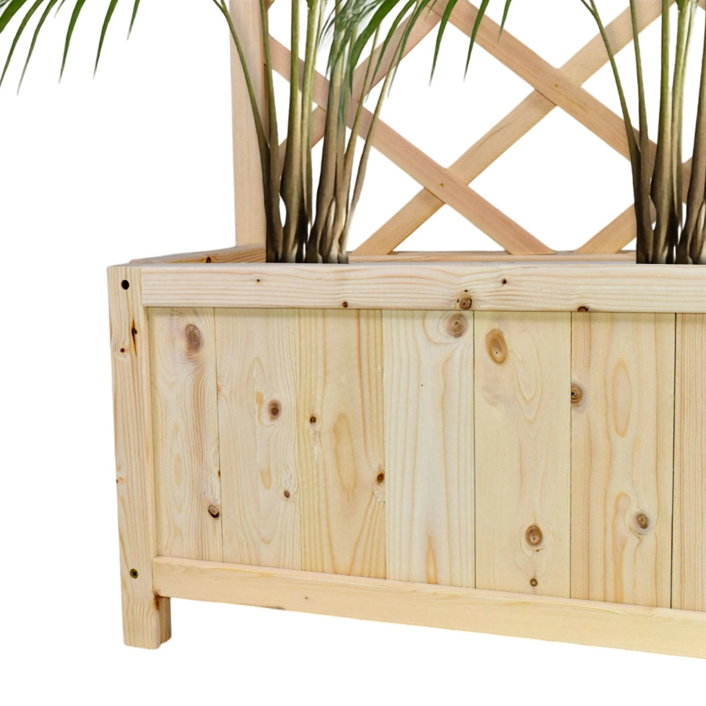 Dorothy - Fioriera in legno di cedro impregnato con spalliera H180 cm - natural oak