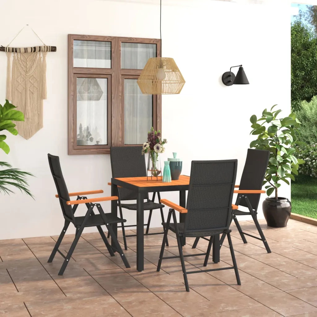 Set da Pranzo da Giardino 5 pz Nero e Marrone 3060077