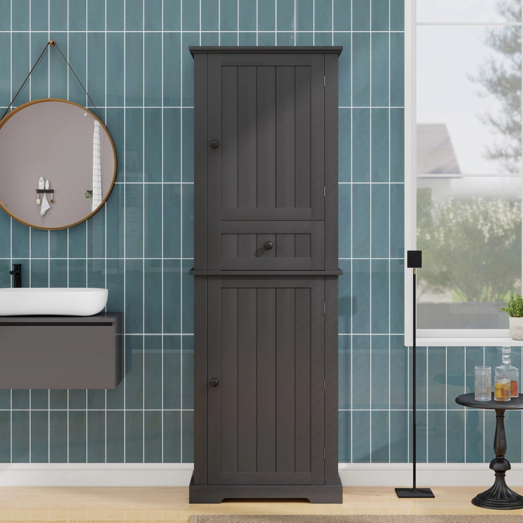 Mobile da bagno con 2 ante; 1 cassetto e ripiani regolabili - per bagno - nero