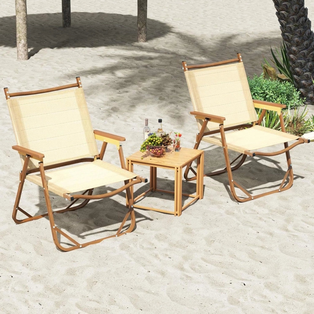 Set di 2 Sedie da Campeggio Pieghevoli, Sedie da Spiaggia Leggere con Telaio in Alluminio, Sedie da Giardino Portatili con Braccioli per Esterni, Portata 180 kg