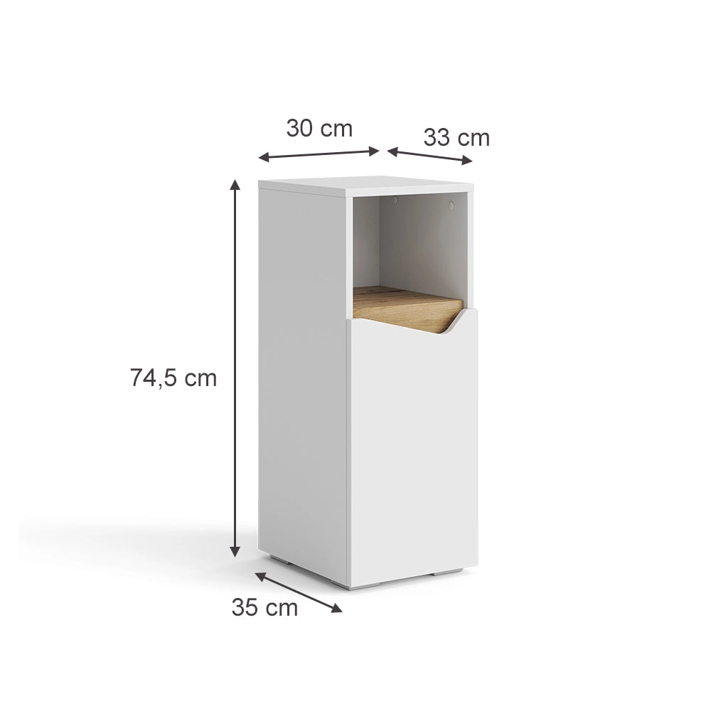 Vicco Mobiletto bagno Bianco 30 x 74.5 cm con porta e scomparto aperto