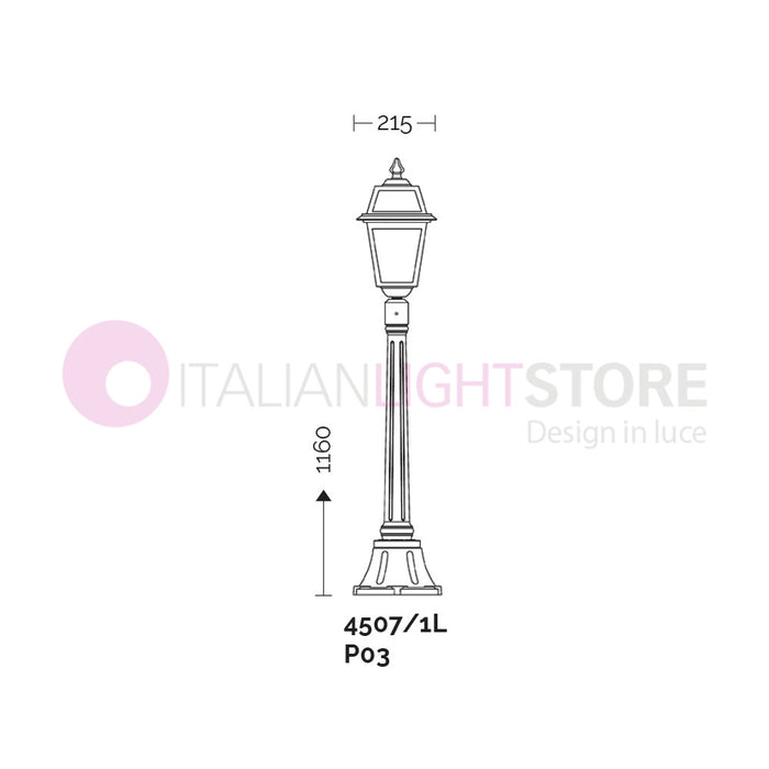 ARTEMIDE ANTRACITE Lampione h. 116 per Esterno Classico Lanterna Quadrata GARDENLIGHT