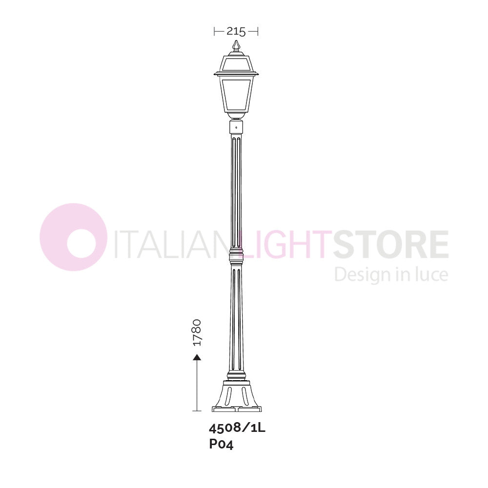 ARTEMIDE ANTRACITE Lampione h. 178 per Esterno Classico Lanterna Quadrata GARDENLIGHT