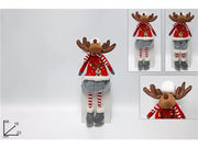 Decorazione Natale Renna con Vestito Natalizio Seduta 56 cm 2 Modelli