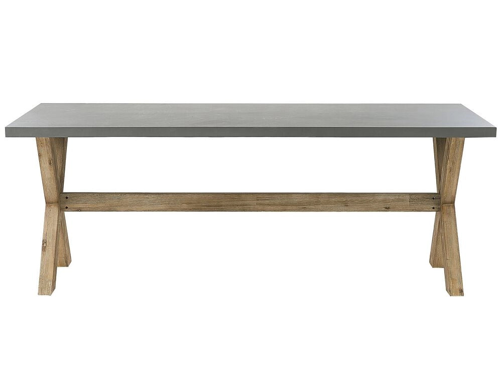 Set da pranzo per esterni in fibra di cemento grigio legno di acacia chiaro 8 persone tavolo 2 panche design moderno