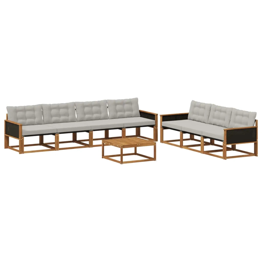 Set di divani da esterno 8 pcs Naturale e Grigio Chiaro