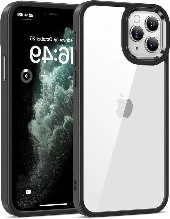 Hoes Premium Crystal Clear per iPhone 11 Pro - Transparente - Anti Fading - Nero