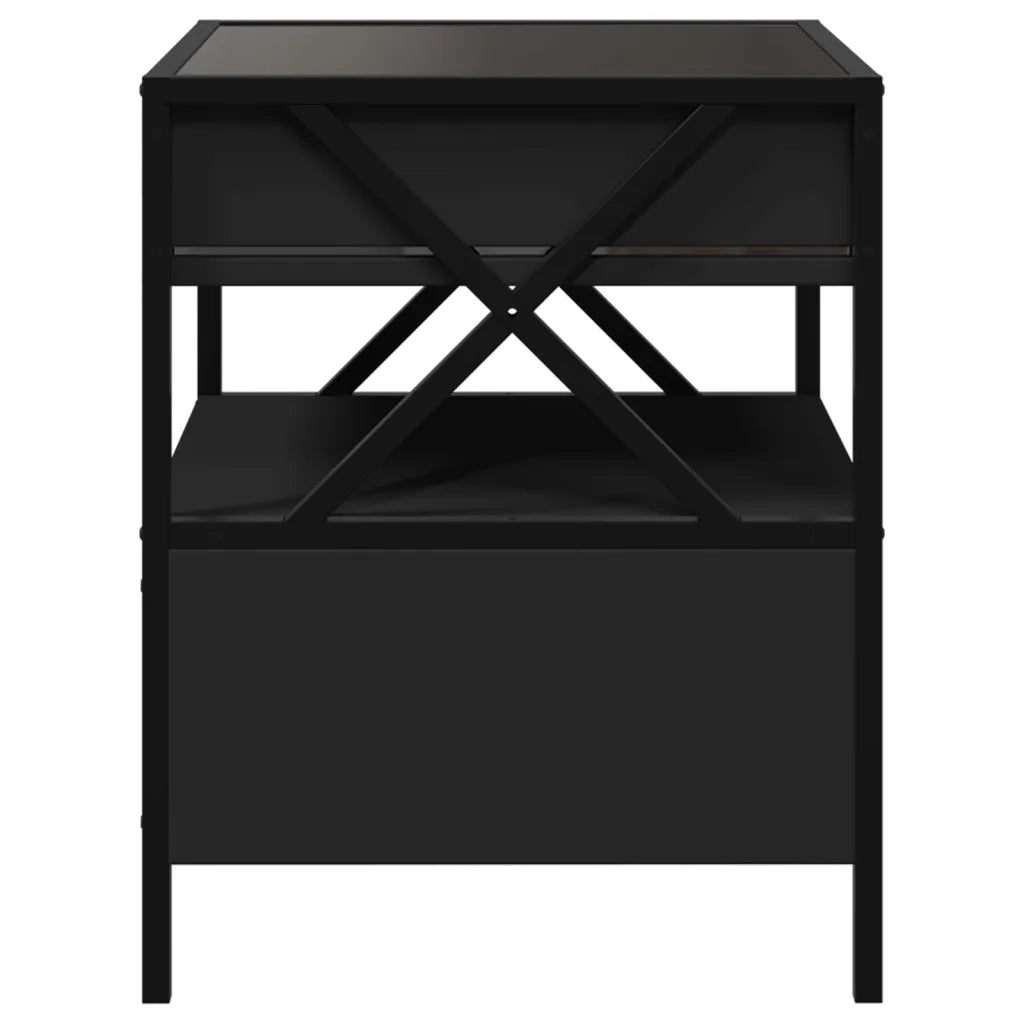 Tavolino da Salotto con LED Nero 40x40x30 cm