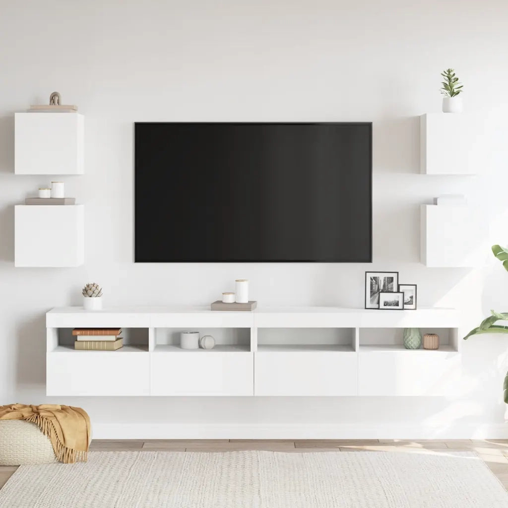 Mobili Porta TV a Parete 4pz Bianchi 30,5x30x30 cm 804483
