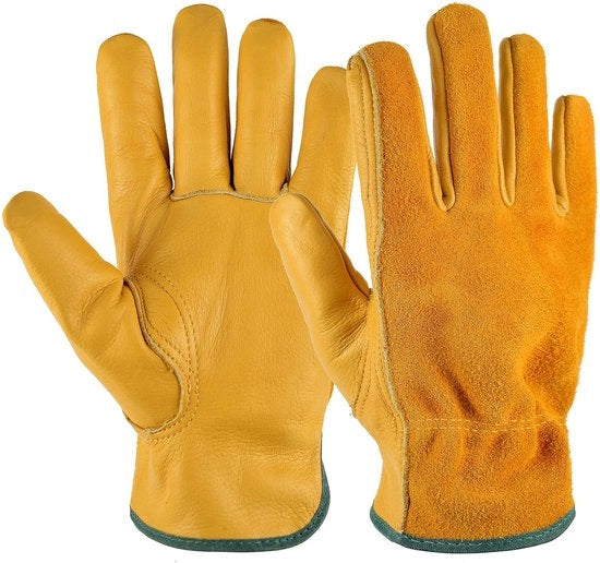 Manici da giardino in pelle per uomo e donna, resistenti alle spine, comodi, traspiranti, multifunzionali, ideali per il giardinaggio, manici da lavoro robusti (giallo, M)