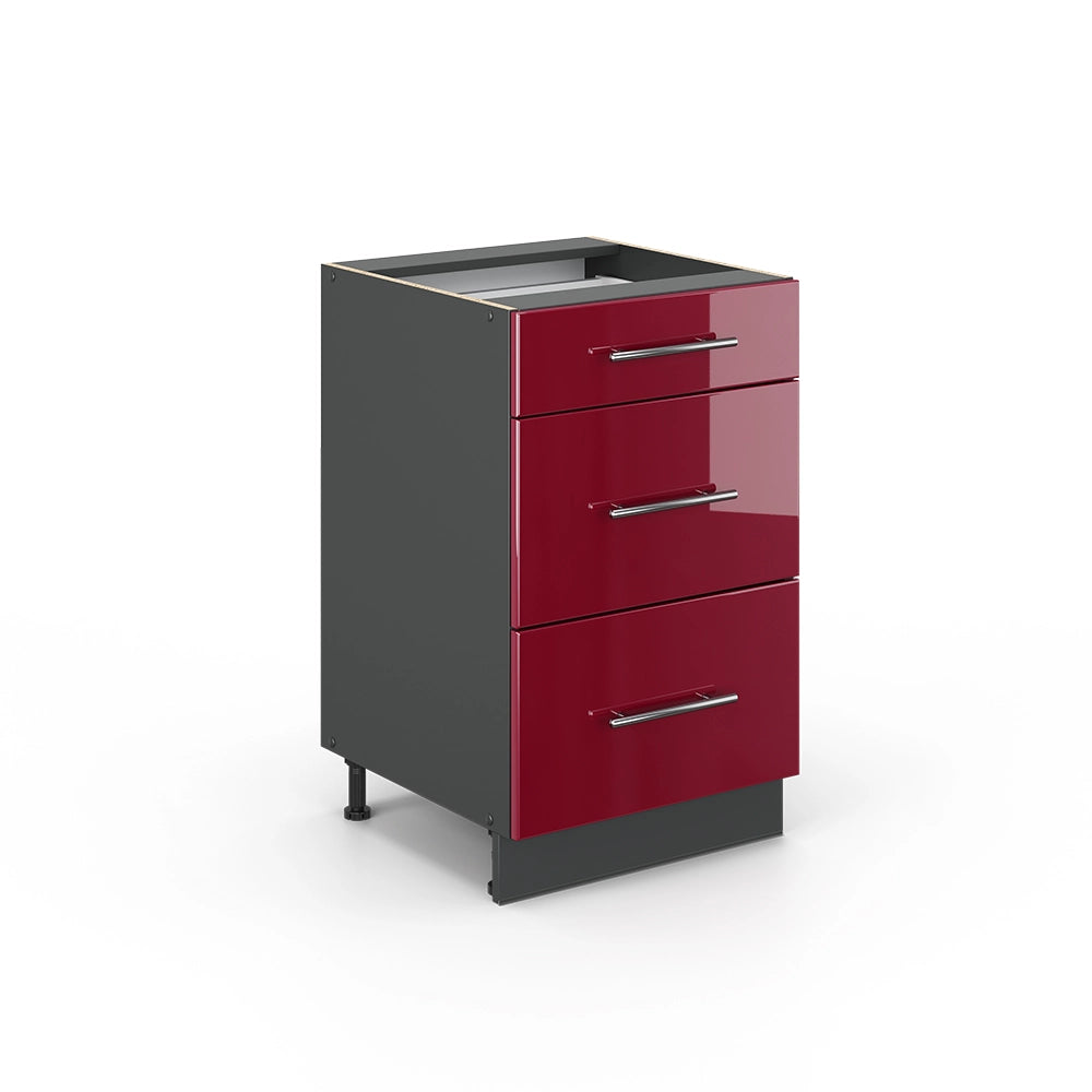 Vicco Mobiletto base per cucina Rosso bordeaux lucido 50 cm senza piano di lavoro