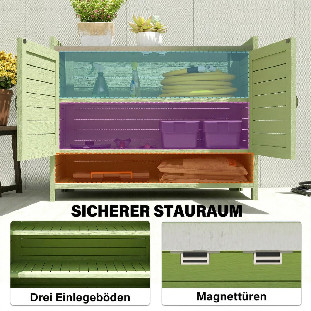 Tavolo da giardino con mobile ¨C zephmum ¨C Verde 88x40x70,5 cm