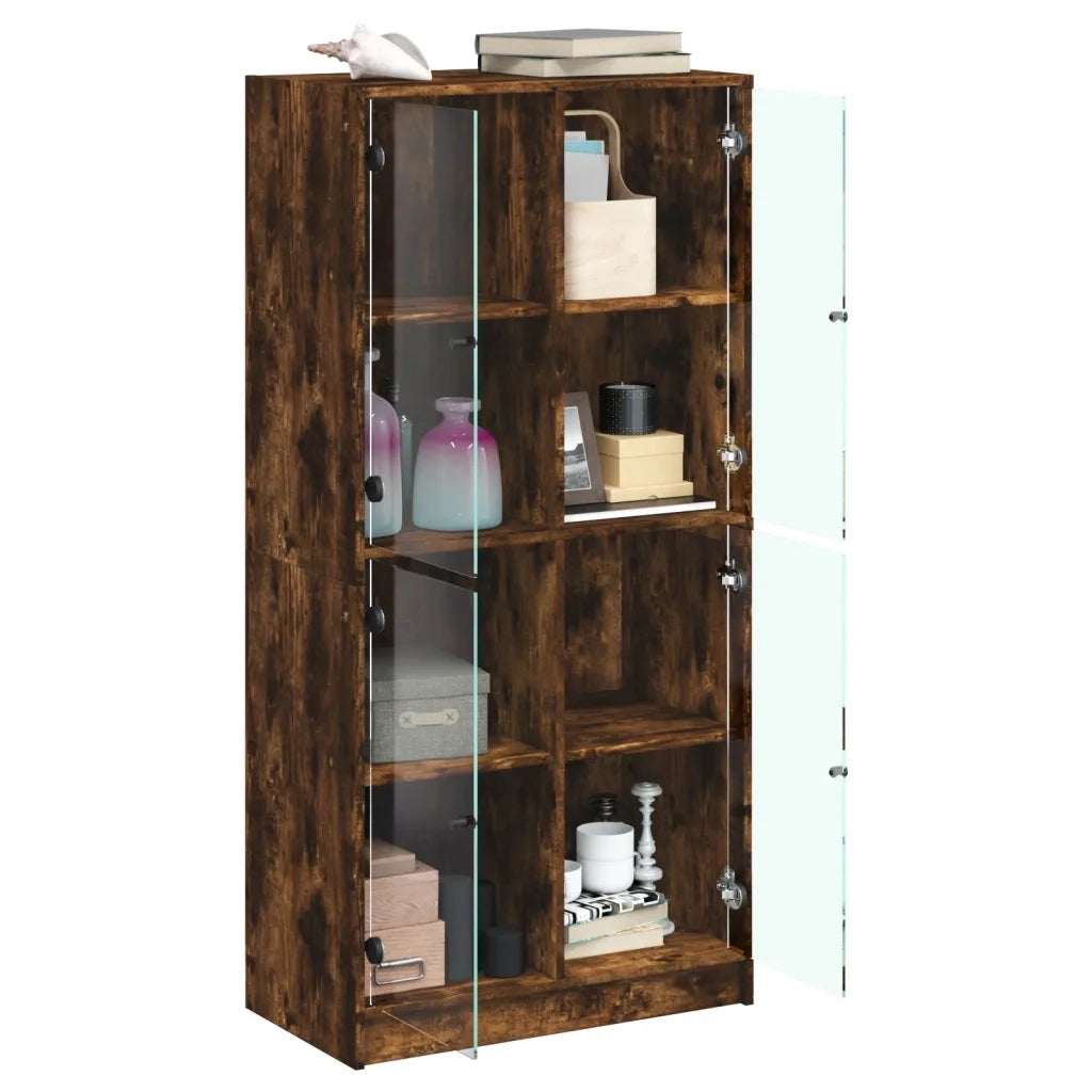 Credenza con Ante Rovere Fumo 68x37x142 cm Legno Multistrato 3295861
