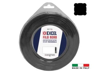 FILO PER DECESPUGLIATORE IN NYLON QUADRO NERO  ø mm.3 in matassa da mt.50    EXCEL